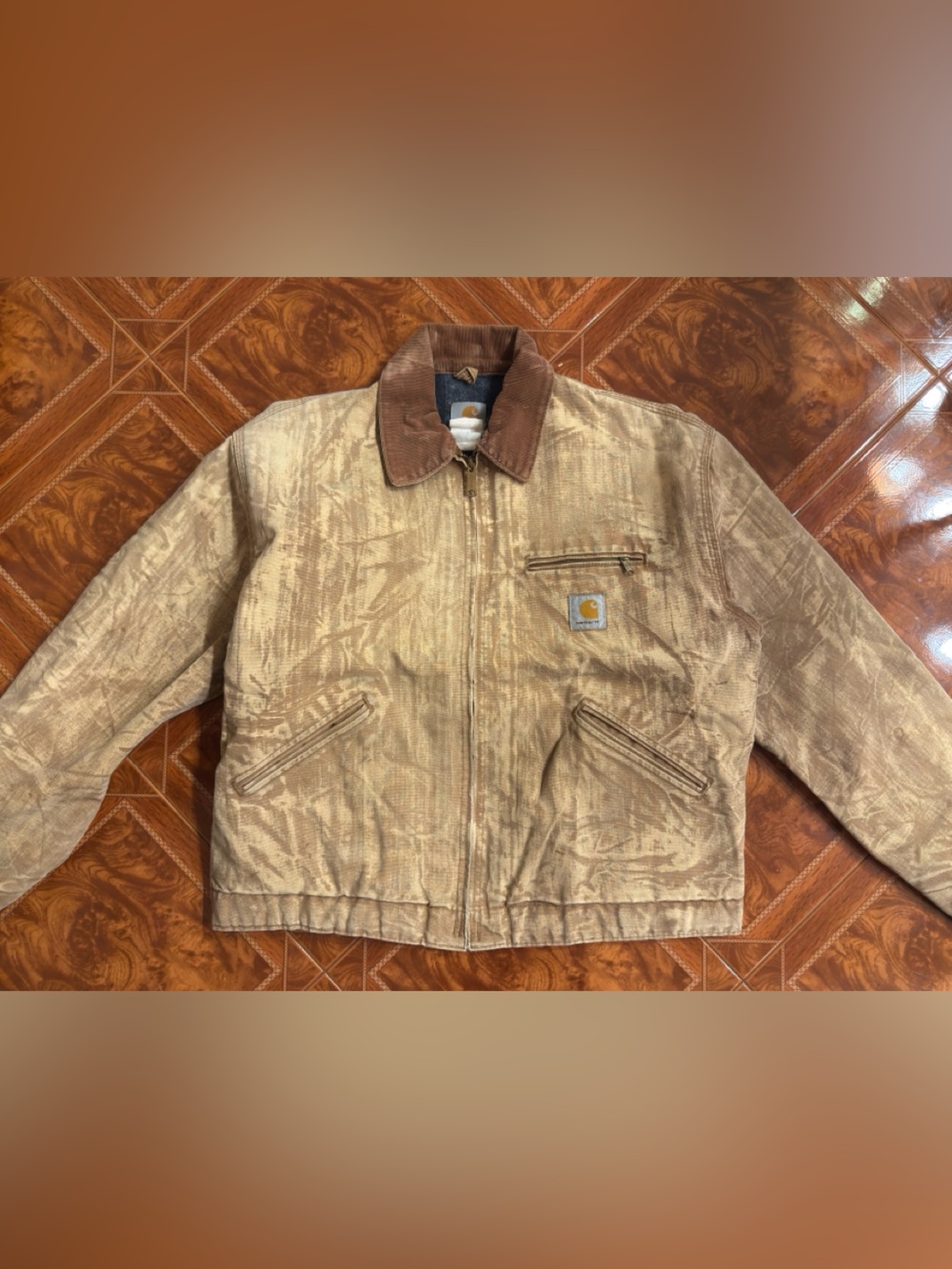 Carhartt Vintage Detroit Jacket Blanket Lined Tan Acid Wash Men’s S/M